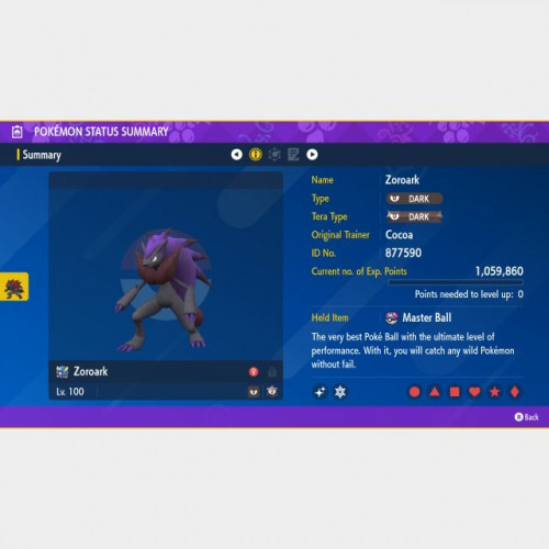 6IV Shiny Zoroark MAX SIZE